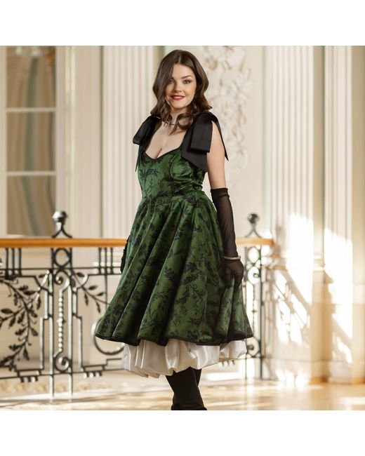 RainSisters Green Velvet Dress With Tie Straps: Forest Kiss