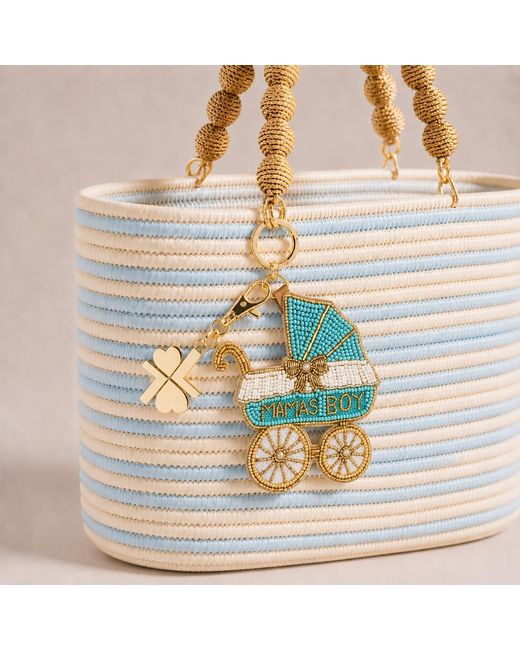 Laines London Blue Mama's Boy Pram Hand-Beaded Bag Charm
