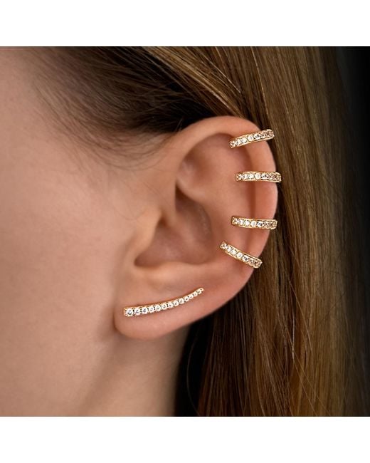 SALLY SKOUFIS Metallic Naked Ear Climber With Made Cz Diamond Stimulant