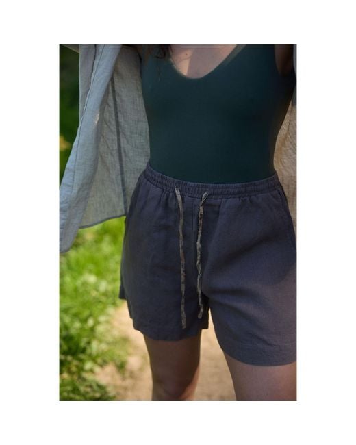Solpardus Purple Atti Umber Linen Shorts