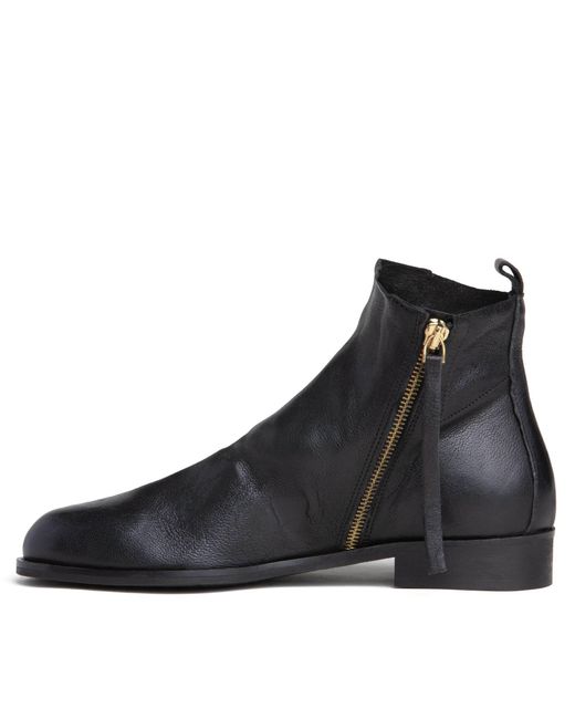 Beautiisoles by Robyn Shreiber Made in Italy Black Renata Leather Chelsea Flat Ankle Bootie