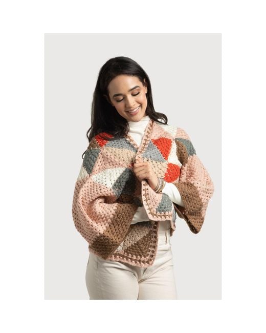 Saachi Red Hand-Crocheted Geometric Short Jacket