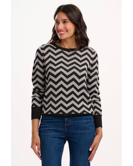 Sugarhill Black Rowena Sweater, Chevron Stripes
