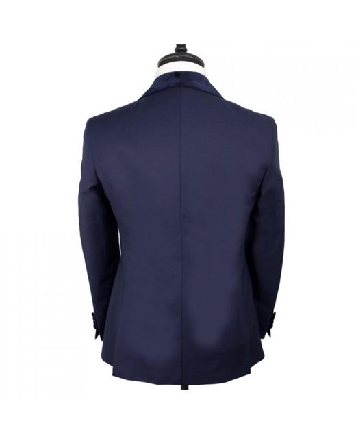 DAVID WEJ Blue Alfredo Dress Single Breasted Velvet Shawl Lapel Tuxedo – for men