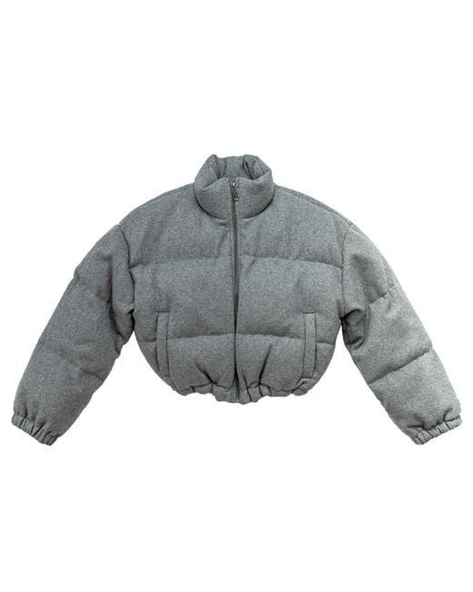 Circular Path Gray Boxy Puffer Jacket