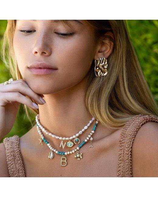 Alexie of Athens Metallic Delphi Monogram Talisman Pearls