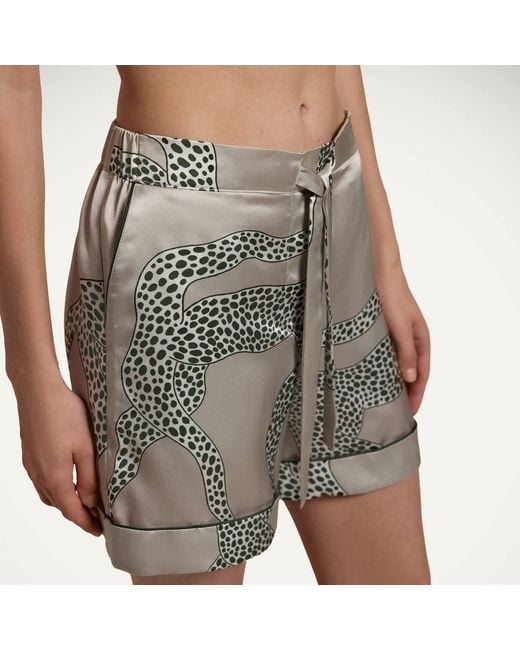 Piola Gray Silk Short Pyjama Set Printed