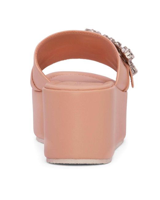 Beautiisoles by Robyn Shreiber Made in Italy Pink Neutrals Dita Baby Leather Comfortable Wedge Platform Mule Beach Pool Slide Sandal