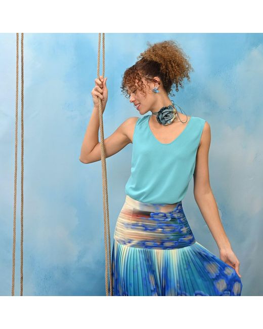 Lalipop Design Blue Layered Chiffon Blouse