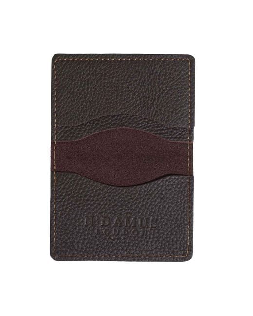 N'damus London Black Bishopsgate Plum Leather Credit Card Holder for men