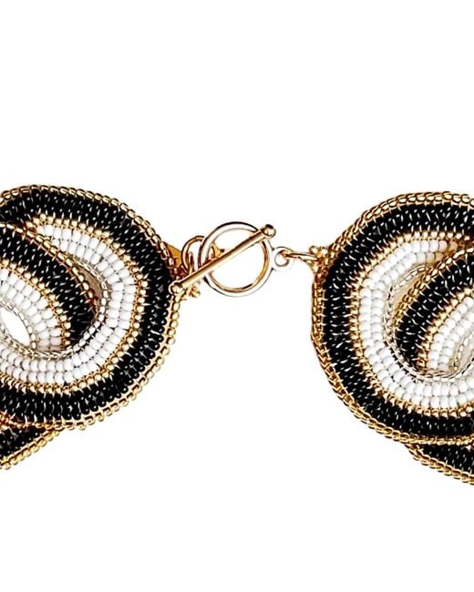 Iliana Arrazola Black Crisscrossed Circle Necklace, And