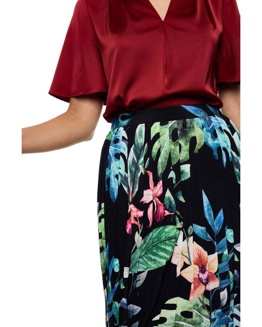 Carloslines Blue Pleated Midi Skirt