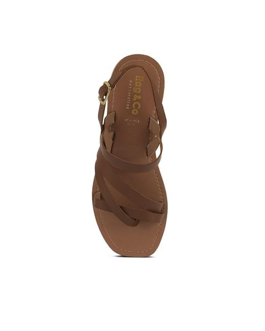 Rag & Co Brown Sloana Strappy Flat Sandals