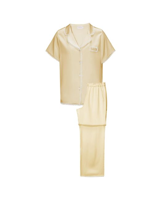 Manitu Multicolor Lunavie Silk Short Sleeve Pajama Set