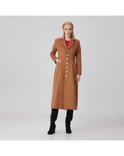 Smart and Joy Brown Long Tailor Woolen Coat