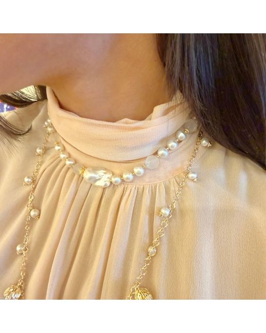 Farra Metallic Freshwater Pearl With Agate And Baroque Pearl Choker Necklace
