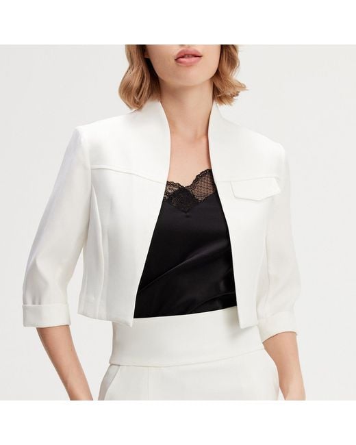 Smart and Joy White Minimalist Crop Jacket