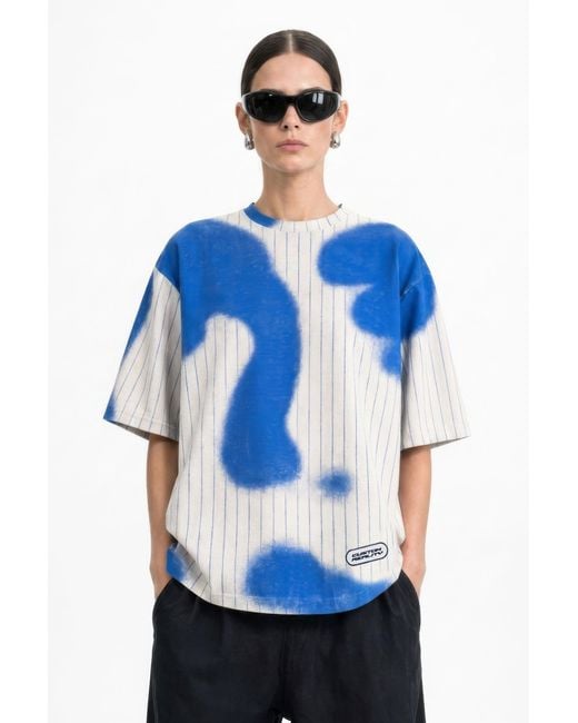 mysimplicated Blue Spray Stripes Oversized T-Shirt W