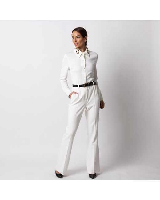 Laines London White Laines Couture Gold Snake Collar Shirt