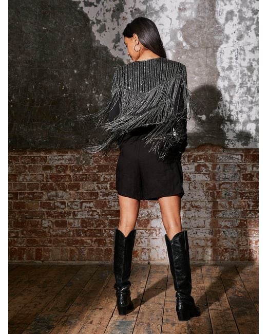 Rose & Nancy Black Scarlett Fringe Jacket