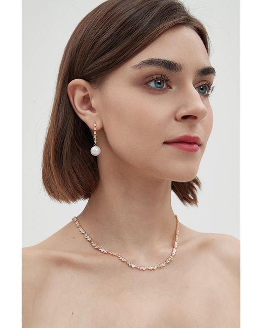 Classicharms Metallic Electra Vermeil Diamond Rivière Pearl Drop Earrings
