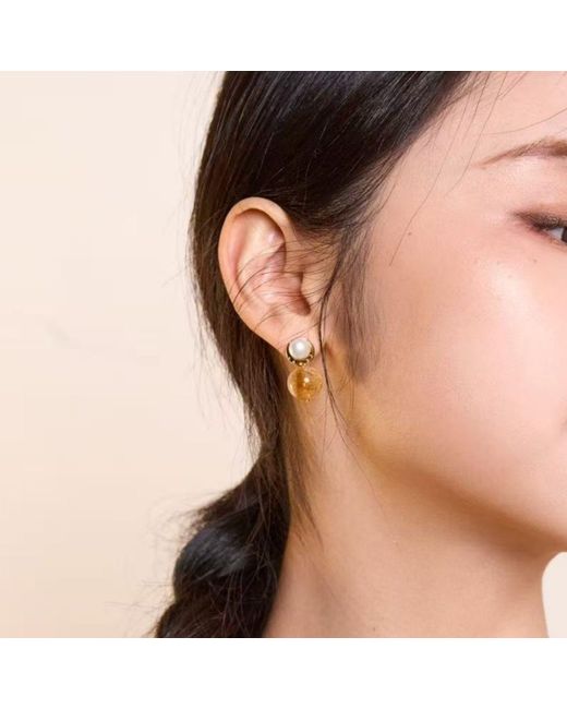 Aurozia Blue Starry Moon Lunar Phase Vermeil Aquamarine Pearl & Moon Crystal Stud Earrings