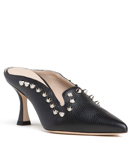 Beautiisoles by Robyn Shreiber Made in Italy Blue Georgia Leather Studded Comfortable Classsy Mule For Valentine Evening & Day Wear