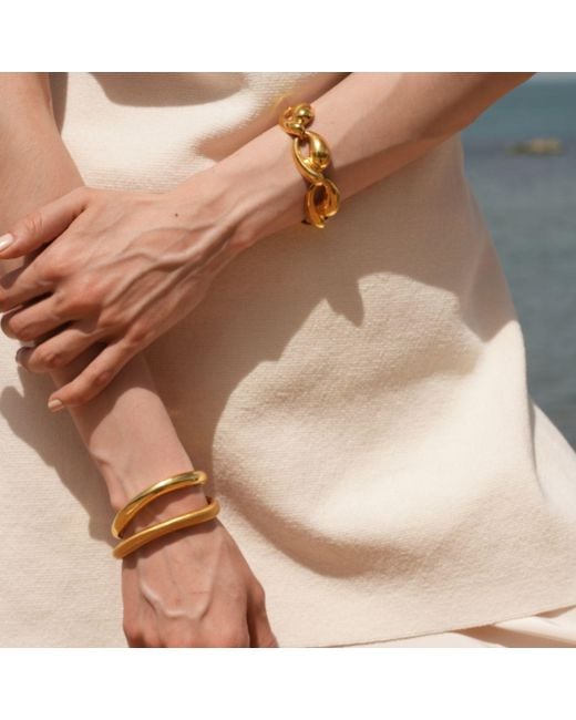 LINYA JEWELLERY Metallic Grel Thick Asymmetric Shiny Bracelet