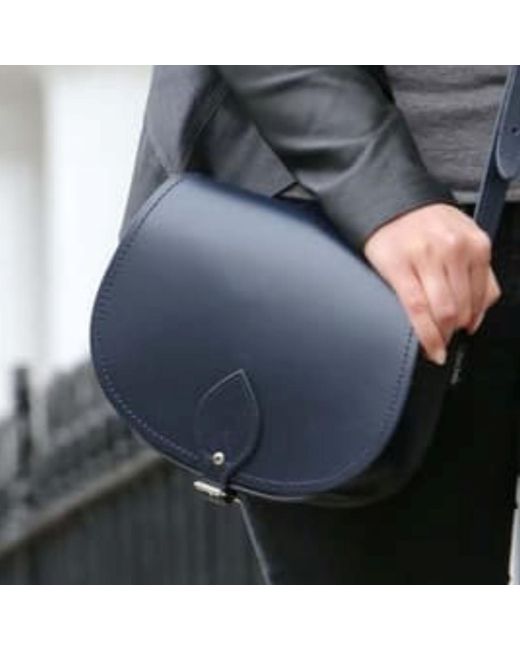 Zatchels Blue Handmade Leather Small Saddle Bag