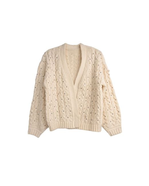 Saachi Natural Holiday Ivory Cardigan Pearl Knit
