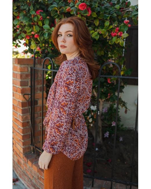 Jennafer Grace Red Willoughby Tie Front Blouse