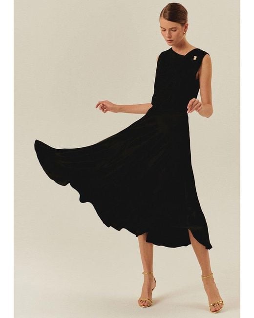 Exquise Black Stephanie Asymmetric Blouse