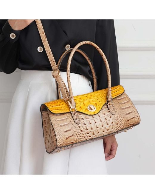 Mkf Collection - J'omor Metallic Liviana Croc-Embossed Elongated Shoulder Bag