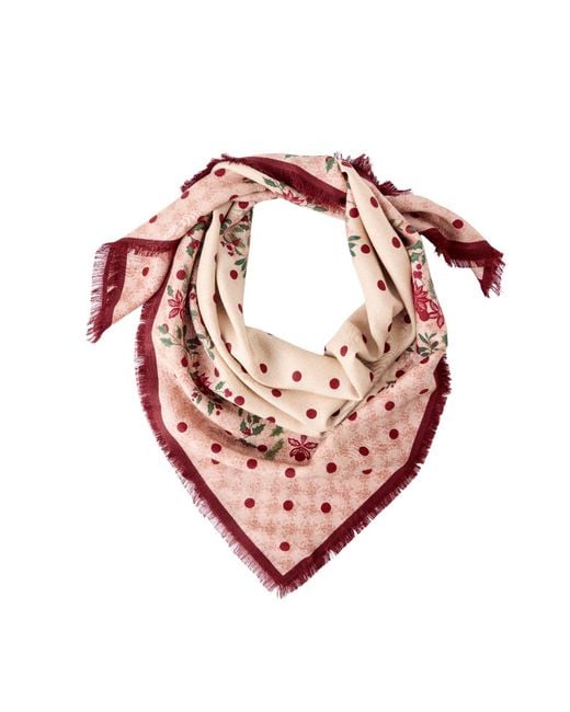 Asyii Pink Rose Token Of Luck Silk-Wool Square Scarf