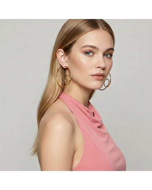 Jaredjamin White Loop-De-Loop Hoop Post Earrings