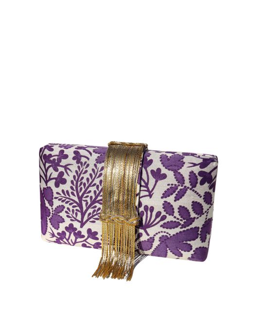 Simitri Purple Lila Fringe Clutch Bag