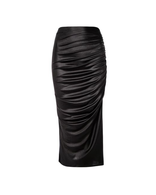 AGGI by HALEWSKI Black Judy Power Midi Creased Skirt With Slit