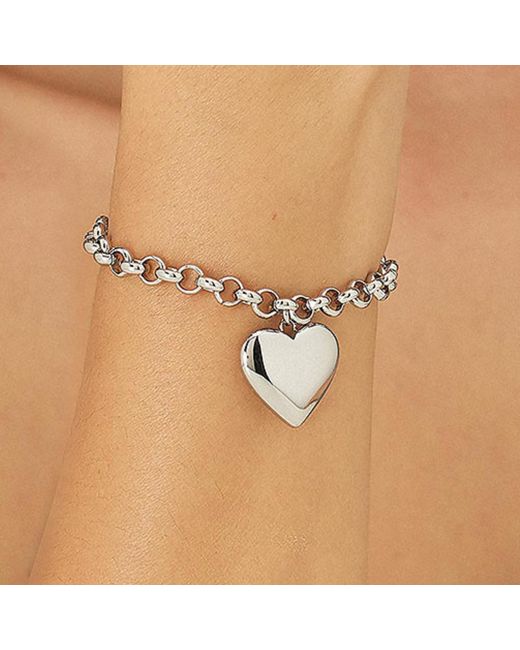 Unaloe Metallic Sterling Heart Charm Bracelet For – Meaningful Refined Jewelry, Perfect Gift For Loved Ones