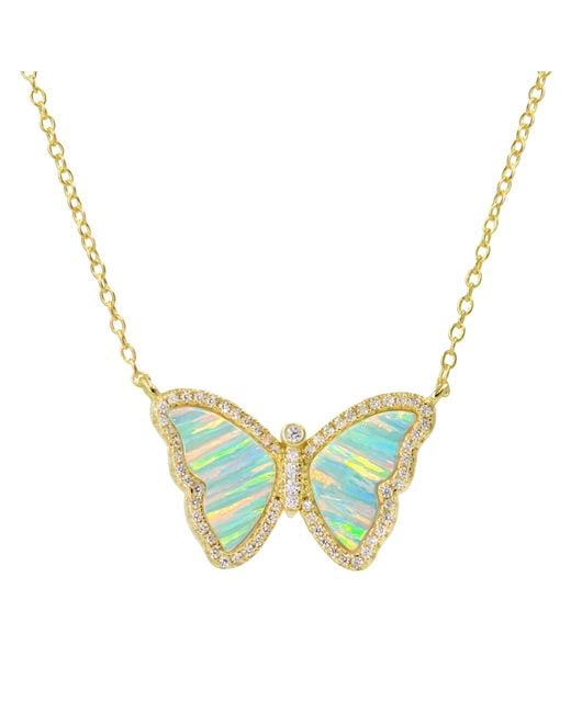 KAMARIA Metallic Opal Butterfly Necklace With Stripes