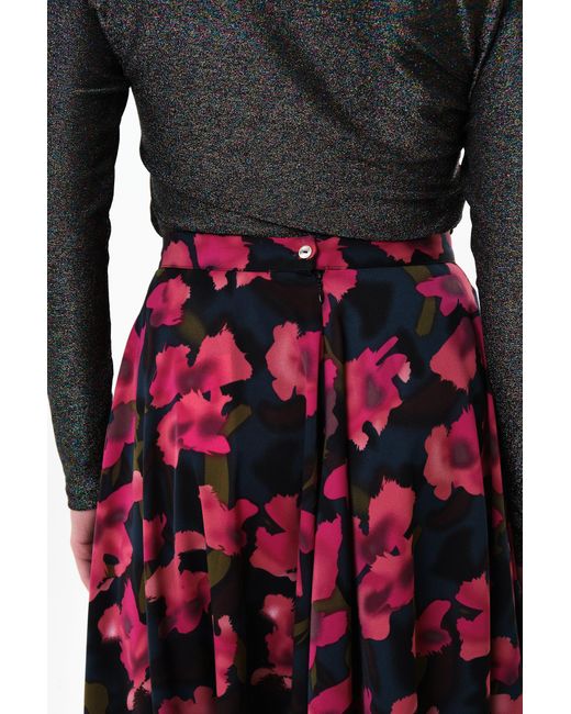 Louche Red Anza Watermark Floral Print Midaxi Skirt