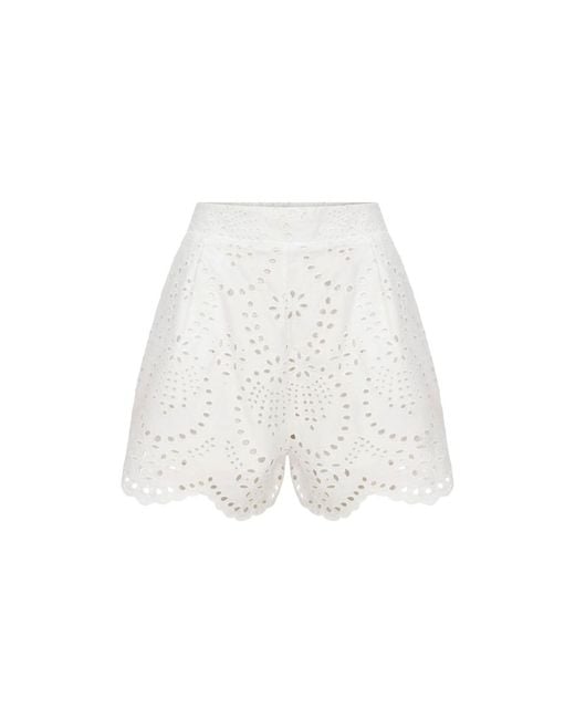 Thisisu Collection White Solstice Short -High Waist Broderie Short