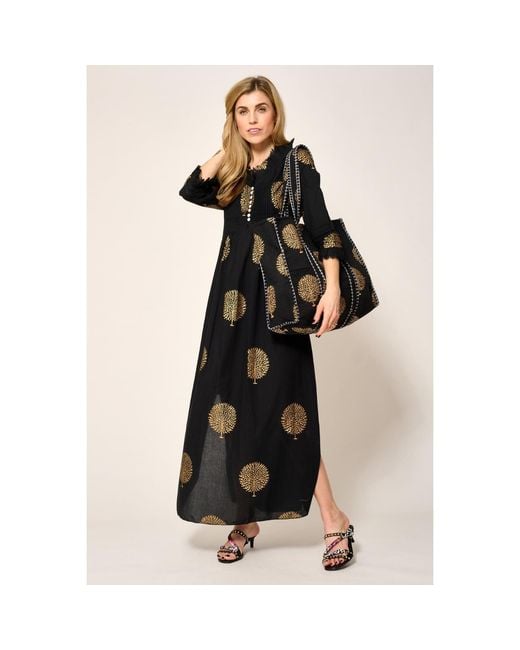 At Last Black Cotton Annabel Maxi Dress