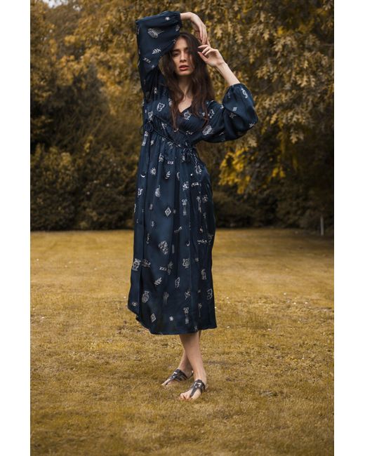 Em & Shi Blue Cleo Midi Dress