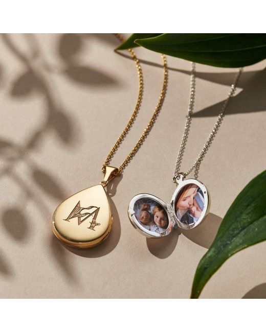 Posh Totty Designs Metallic Gold Plated Floral Engraved Initial Locket Necklace