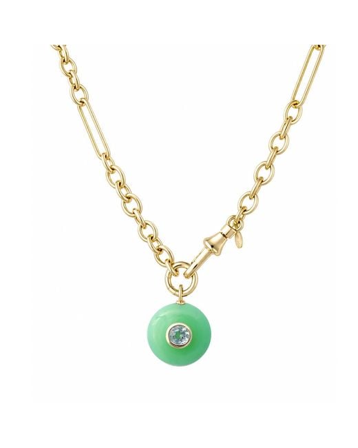 Hye Jane Jewelry Metallic Simone Chain With Chrysoprase Pendant