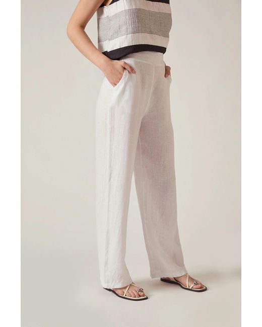 James Lakeland White Relaxed Linen Trousers