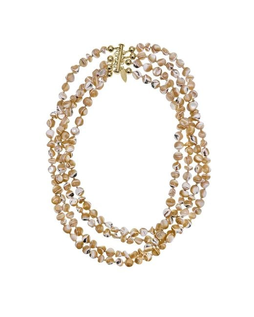 Farra Metallic Neutrals Color Multi Layers Shell Necklace