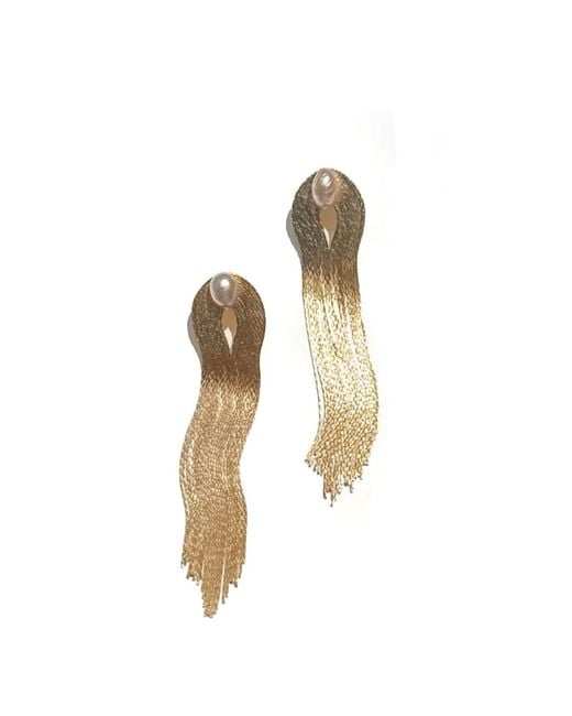 Babaloo Metallic Chain Tassel With Pearl