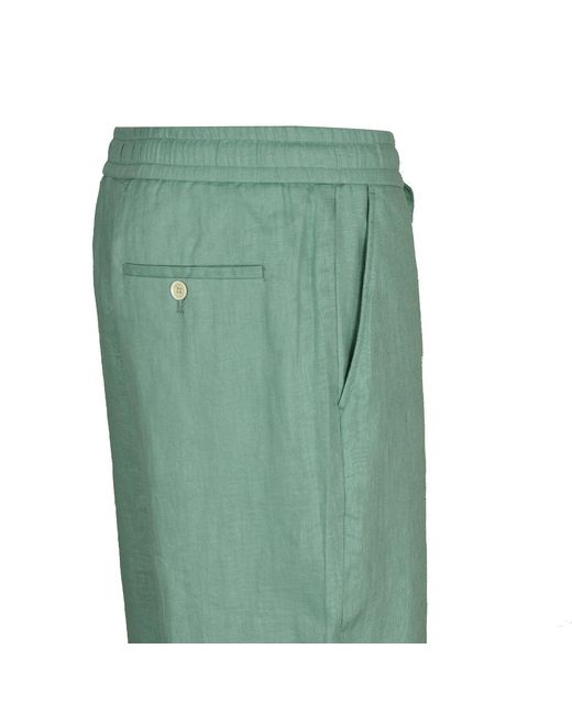 DAVID WEJ Green Hugo Linen Drawstring Trouser for men