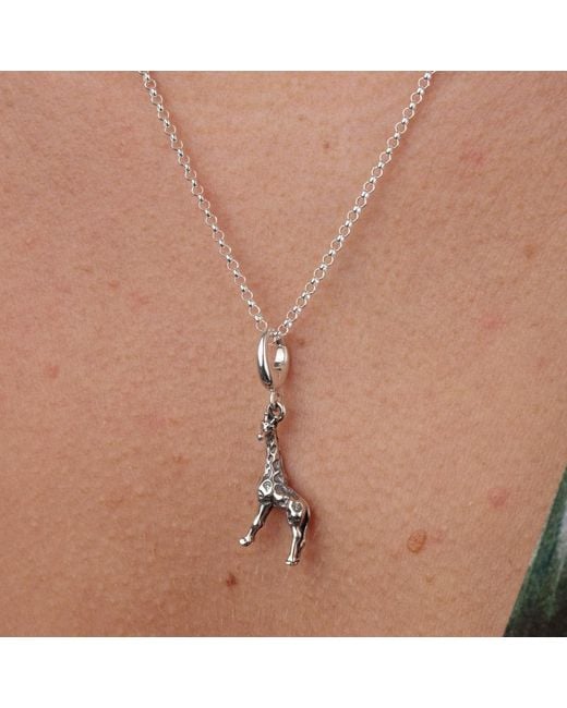 Lily Charmed Metallic Sterling Giraffe Charm Necklace